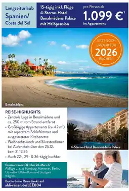 ALDI Nord Reisen Langzeiturlaub Spanien/ Costa del Sol Angebot