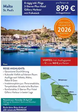 ALDI Nord Reisen Malta St. Paul's Angebot