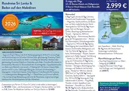 ALDI Nord Reisen Rundreise Sri Lanka & Baden auf den Malediven Angebot