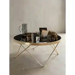 Netto Marken-Discount Couchtisch Schwarz Mattgold Glas/Metall Ø82cm Modern Angebot