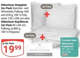 Globus Mikrofaser-Steppbett 2er-Pack oder Mikrofaser Kopfkissen 2er-Pack Angebot
