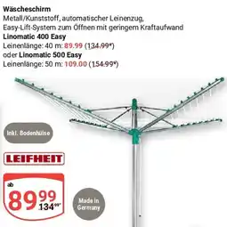 Globus LEIFHEIT Wäscheschirm Linomatic 400 Easy oder Linomatic 500 Easy Angebot