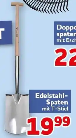 CENTERSHOP Edelstahl-Spaten mit T-Stiel Angebot