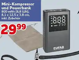 CENTERSHOP Mini-Kompressor und Powerbank EUFAB Angebot