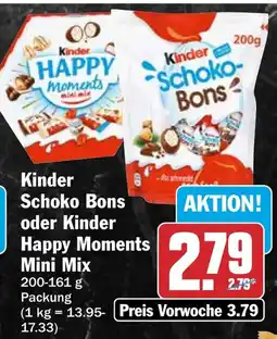 HIT Kinder Schoko Bons oder Kinder Happy Moments Mini Mix Angebot
