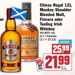 HIT Chivas Regal 12J, Monkey Shoulder Blended Malt, Finvara oder Teeling Irish Whiskey Angebot
