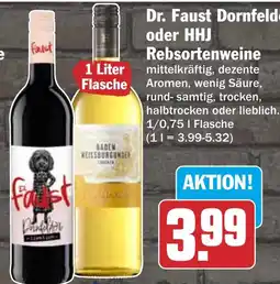 HIT Dr. Faust Dornfelder oder HHJ Rebsortenweine Angebot