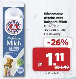 Famila Nord West Bärenmarke Haltbare Milch Angebot