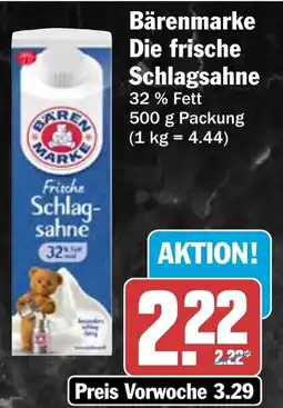 HIT Bärenmarke Frische Schlagsahne Angebot