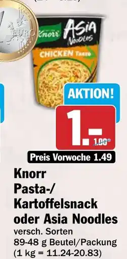 HIT Knorr Pasta-/Kartoffelsnack oder Asia Noodles Angebot