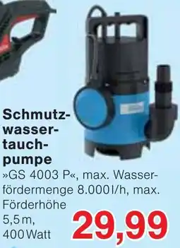 Wiglo Wunderland Schmutzwasser-Tauchpumpe »GS 4003 P« Angebot