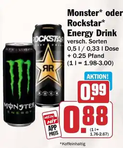 HIT Monster* oder Rockstar* Energy Drink Angebot