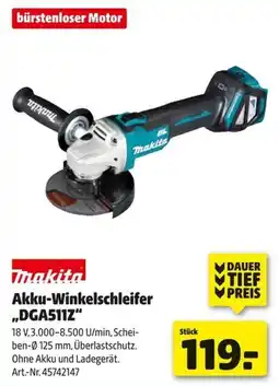 Hagebau Makita Akku-Winkelschleifer "DGA511Z" Angebot