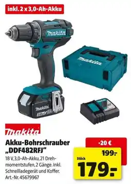 Hagebau Makita Akku-Bohrschrauber „DDF482RFJ“ Angebot