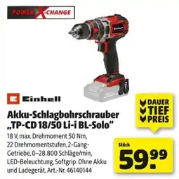 Hagebau Einhell Akku-Schlagbohrschrauber „TP-CD 18/50 Li-i BL-Solo“ Angebot
