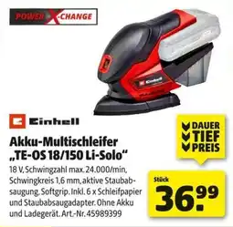 Hagebau Einhell Akku-Multischleifer „TE-OS 18/150 Li-Solo“ Angebot