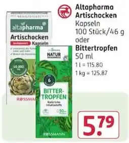 Rossmann Altapharma Artischocken Kapseln Angebot