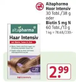 Rossmann altapharma Haar Intensiv Angebot