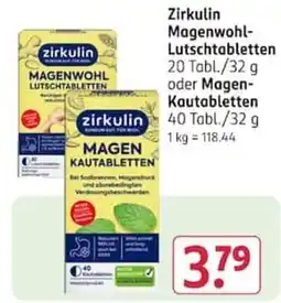 Rossmann Zirkulin Magenwohl-Lutschtabletten oder Magen-Kautabletten Angebot