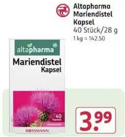 Rossmann altapharma Mariendistel Kapsel Angebot