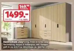Segmüller Kleiderschrank „Cozy“ 6-trg, Front in Esche natur Angebot