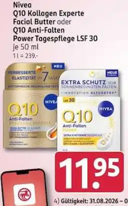 Rossmann Nivea Q10 Kollagen Experte Facial Butter oder Q10 Anti-Falten Power Tagespflege LSF 30 Angebot