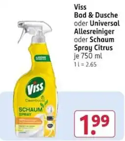 Rossmann Viss Bad & Dusche oder Universal Allesreiniger oder Schaum Spray Citrus Angebot