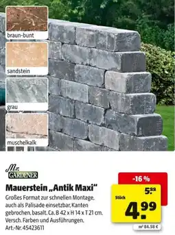 Hagebau Mr. GARDENER Mauerstein „Antik Maxi“ Angebot
