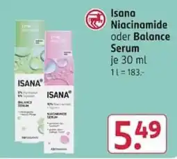 Rossmann Isana Niacinamide oder Balance Serum Angebot