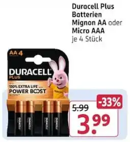 Rossmann Duracell Plus Batterien Mignon AA oder Micro AAA Angebot
