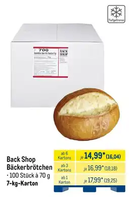 METRO Back Shop Bäckerbrötchen Angebot