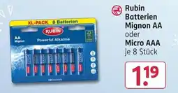 Rossmann Rubin Batterien Mignon AA oder Micro AAA Angebot