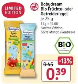 Rossmann Babydream Bio Früchte- oder Getreideriegel Angebot