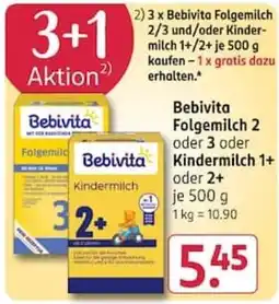 Rossmann Bebivita Folgemilch 2 oder 3 oder Kindermilch 1+ oder 2+ Angebot