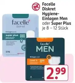 Rossmann Facelle Diskret Hygiene-Einlagen Men oder Super Plus Angebot