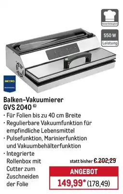 METRO Balken-Vakuumierer GVS 2040 Angebot