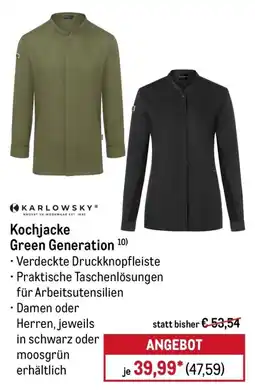 METRO KARLOWSKY Kochjacke Green Generation Angebot