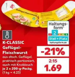 Kaufland K-CLASSIC Geflügel-Fleischwurst Angebot