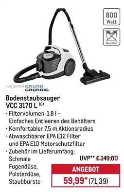 METRO Bodenstaubsauger VCC 3170 L Angebot