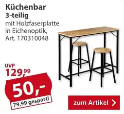 Sonderpreis Baumarkt Küchenbar 3-teilig mit Holzfaserplatte in Eichenoptik Angebot