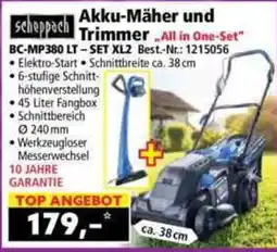 Norma scheppach Akku-Mäher und Trimmer "All in One-Set" Angebot