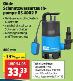 Thomas Philipps Güde Schmutzwassertauchpumpe GS 4002 P Angebot