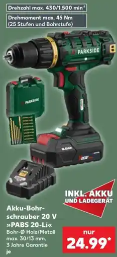 Kaufland Akku-Bohrschrauber 20 V »PABS 20-Li« Angebot