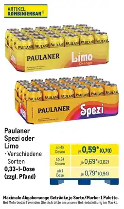 METRO Paulaner Spezi oder Limo Angebot
