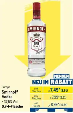 METRO Smirnoff Vodka Angebot