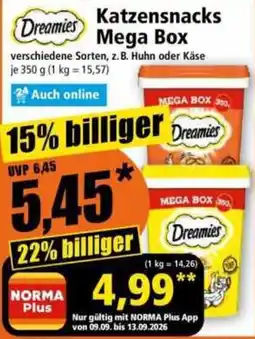 Norma Dreamies Katzensnacks Mega Box Angebot