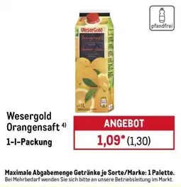 METRO Wesergold Orangensaft Angebot