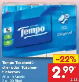 Netto Marken-Discount Tempo Taschentücher oder Taschentuchbox Angebot