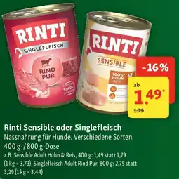 Fressnapf Rinti Sensible oder Singlefleisch Angebot