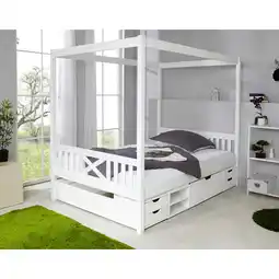 Netto Marken-Discount TiCAA Himmelbett Lino Kiefer Weiß 140x200 Angebot